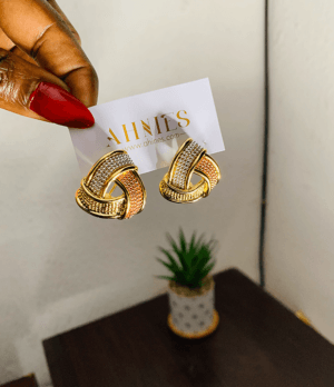 3 Tone Triangle Earrings