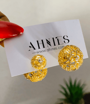 Double Hook Gold Large Stud Earrings