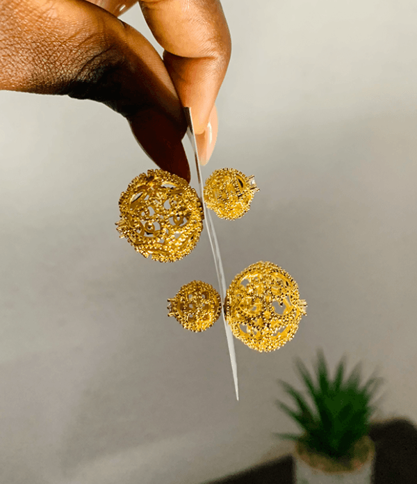 Double Hook Gold Large Stud Earrings